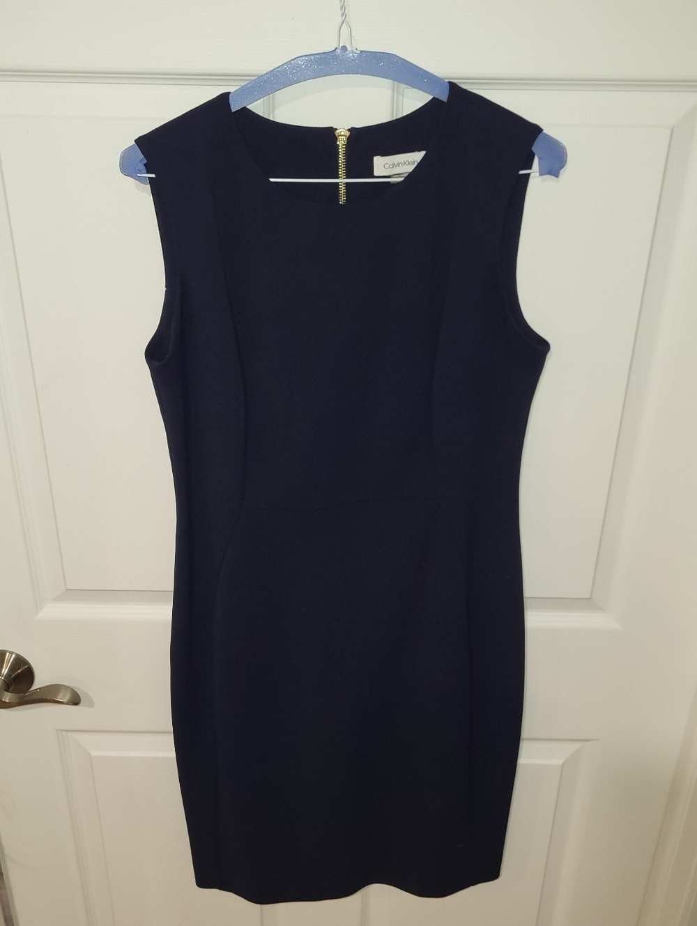 Calvin Klein Navy Sleeveless Sheath Midi Dress